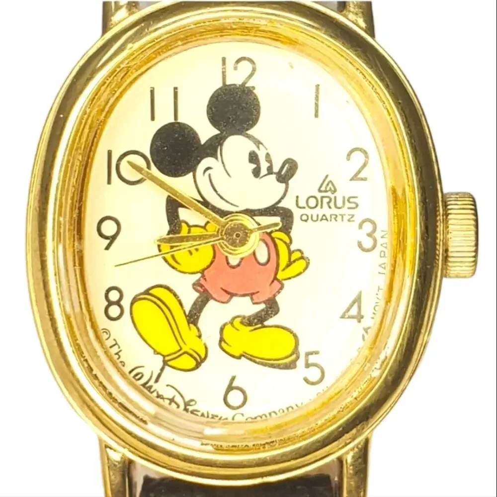 Disney X Lorus Vintage Gold-Toned Mickey Mouse Oval Watch